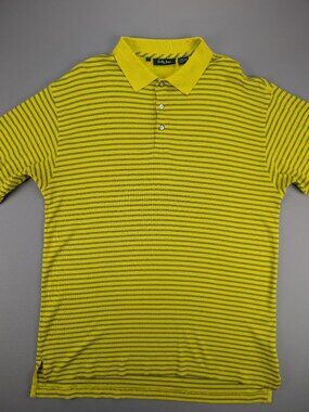 Bobby Jones Peruvian Cotton Embroidered Stripe Yellow Golf Shirt - L